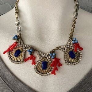 Elegant Blue and Red Statement Necklace